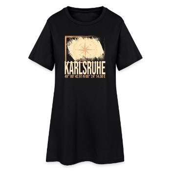 Karlsruhe Koordinaten - Frauen T-Shirt-Kleid - Schwarz - Vorne