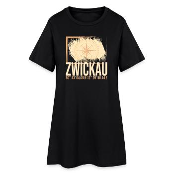Zwickau Koordinaten - Frauen T-Shirt-Kleid - Schwarz - Vorne