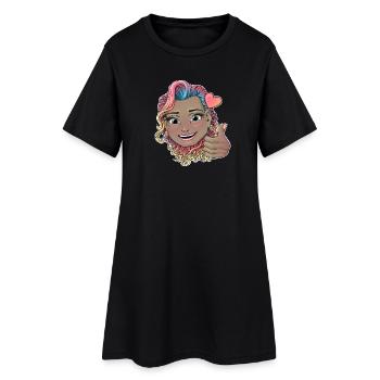 Badge multicolore vibrant pour cheveux bouclés - Robe T-shirt Femme - noir - Devant