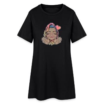 Lunatique arc-en-ciel cheveux étreinte design - Robe T-shirt Femme - noir - Devant