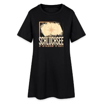 Schluchsee Koordinaten - Frauen T-Shirt-Kleid - Schwarz - Vorne