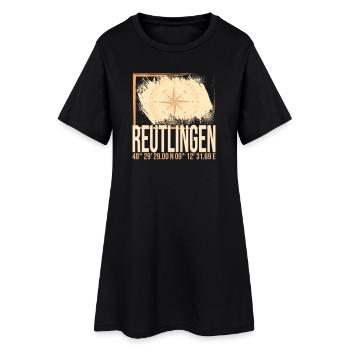 Reutlingen Koordinaten - Frauen T-Shirt-Kleid - Schwarz - Vorne