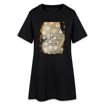 Portrait abstrait avec des cercles et des lignes - Robe T-shirt Femme - noir - Devant