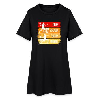 Zielen-Schlagen-Fluchen-Nochmal - Tischtennis - Frauen T-Shirt-Kleid - Schwarz - Vorne