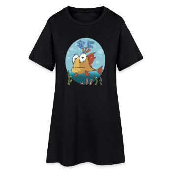 Confused Cartoon Fish (nani) - Frauen T-Shirt-Kleid - Schwarz - Vorne