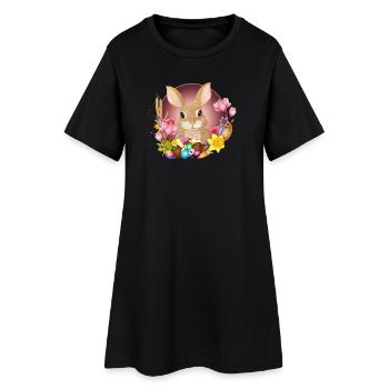Couronne de Pâques et œufs de Pâques avec lapin comme lapin de Pâques - Robe T-shirt Femme - noir - Devant