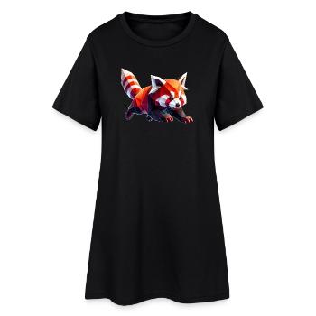panda roux origami géométrique 3d - Robe T-shirt Femme - noir - Devant