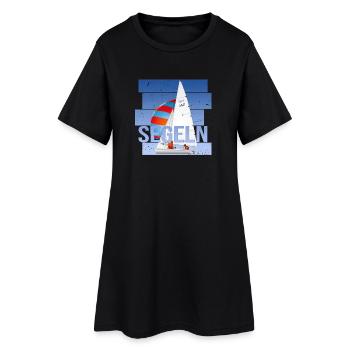 Segeln- Segelsport - Frauen T-Shirt-Kleid - Schwarz - Vorne