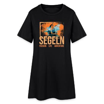 Passion - Life - Adventure - Segeln - Frauen T-Shirt-Kleid - Schwarz - Vorne