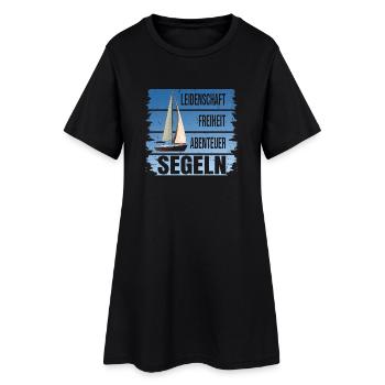 Leidenschaft - Freiheit - Abenteuer - Segeln - Frauen T-Shirt-Kleid - Schwarz - Vorne