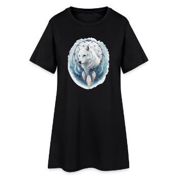 Wolf im Traumfänger - Mystisches Design. - Frauen T-Shirt-Kleid - Schwarz - Vorne