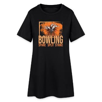 Bowling - Spare - Split - Strike - Frauen T-Shirt-Kleid - Schwarz - Vorne