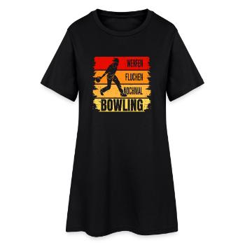 Werfen - Fluchen - Nochmal - Bowling - Frauen T-Shirt-Kleid - Schwarz - Vorne