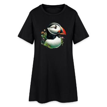 Macareux - Robe T-shirt Femme - noir - Devant