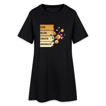 Essen - Billard - Schlafen - Wiederholen - Frauen T-Shirt-Kleid - Schwarz - Vorne