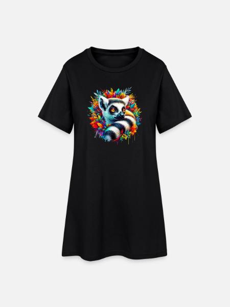 Lémurien - Robe T-shirt Femme - noir