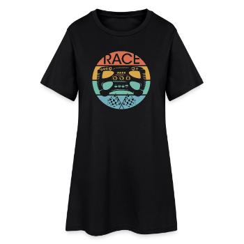 retro Auto racing Lenkrad Rennsport vintage race - Frauen T-Shirt-Kleid - Schwarz - Vorne