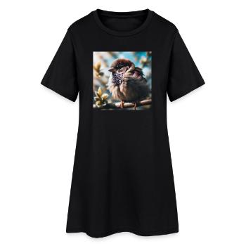 Spatz - Frauen T-Shirt-Kleid - Schwarz - Vorne