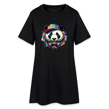 Panda DJ Deejay avec des écouteurs écoute de la musique - Robe T-shirt Femme - noir - Devant