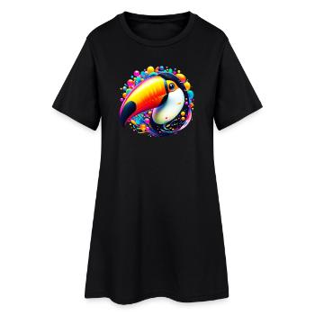 Tukan - Frauen T-Shirt-Kleid - Schwarz - Vorne