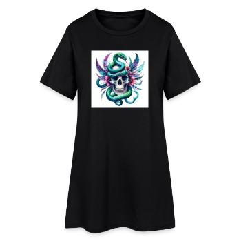 Aquarelle Crâne et Serpent - Robe T-shirt Femme - noir - Devant