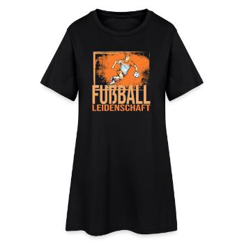 Fußball Leidenschaft - Frauen T-Shirt-Kleid - Schwarz - Vorne