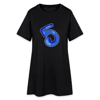 5 Blau - Frauen T-Shirt-Kleid - Schwarz - Vorne