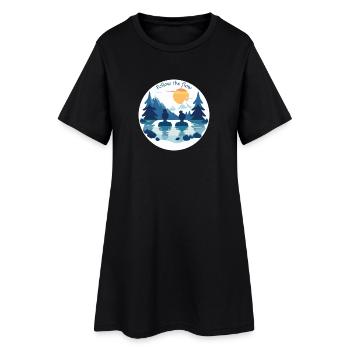 Zwei Frauen nehmen ein Eisbad in den kalten Bergen - Frauen T-Shirt-Kleid - Schwarz - Vorne