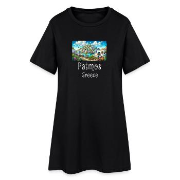 Patmos, Grèce, île de vacances, plage - Robe T-shirt Femme - noir - Devant