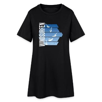 Windsurfen - Surfen - Frauen T-Shirt-Kleid - Schwarz - Vorne
