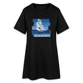 Windsurfen - Surfen - Frauen T-Shirt-Kleid - Schwarz - Vorne
