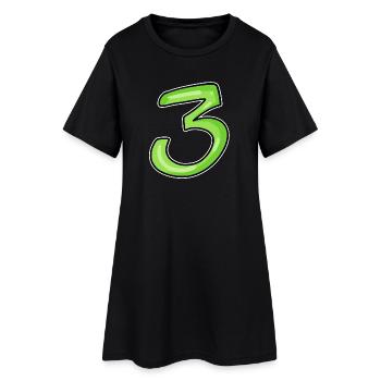 Trois - 3 - Numéro 3 - Numéro 3 - Robe T-shirt Femme - noir - Devant
