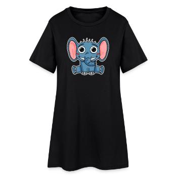 Éléphant - Robe T-shirt Femme - noir - Devant