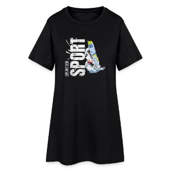 Eins mit dem Sport - Windsurfen - Frauen T-Shirt-Kleid - Schwarz - Vorne