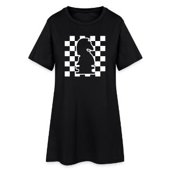 Echecs Cheval Damier Motif Symbole Graphique Logo - Robe T-shirt Femme - noir - Devant