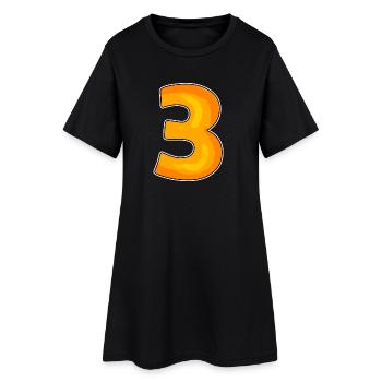 Trois - 3 - Numéro 3 - Numéro 3 - Robe T-shirt Femme - noir - Devant