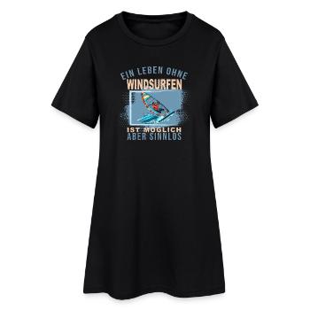 Ein Leben ohne Windsurfen ist möglich aber Sinnlos - Frauen T-Shirt-Kleid - Schwarz - Vorne