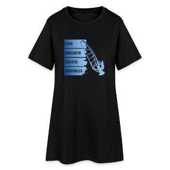Essen - Windsurfen - Schlafen - Wiederholen - Frauen T-Shirt-Kleid - Schwarz - Vorne
