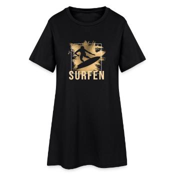 Surfen - Frauen T-Shirt-Kleid - Schwarz - Vorne