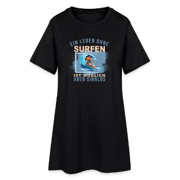 Ein Leben ohne Surfen ist möglich, aber Sinnlos - Frauen T-Shirt-Kleid - Schwarz - Vorne