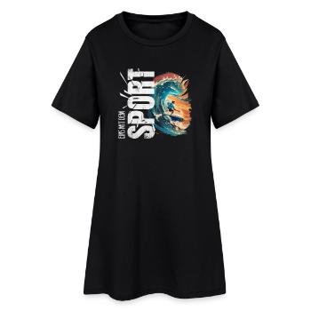 Eins mit dem Sport - Surfen - Frauen T-Shirt-Kleid - Schwarz - Vorne