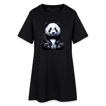 Panda - Frauen T-Shirt-Kleid - Schwarz - Vorne