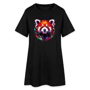 Kleiner Panda - Frauen T-Shirt-Kleid - Schwarz - Vorne