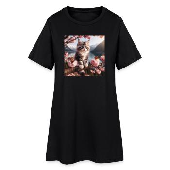 Maine Coon Katze Welpe - Frauen T-Shirt-Kleid - Schwarz - Vorne