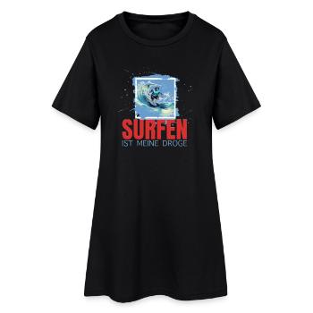 Surfen ist meine Droge - Frauen T-Shirt-Kleid - Schwarz - Vorne