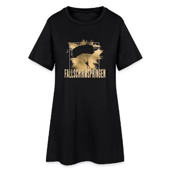 Fallschirmspringen - Frauen T-Shirt-Kleid - Schwarz - Vorne