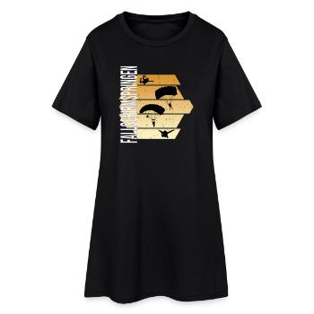 Fallschirmspringen - Frauen T-Shirt-Kleid - Schwarz - Vorne