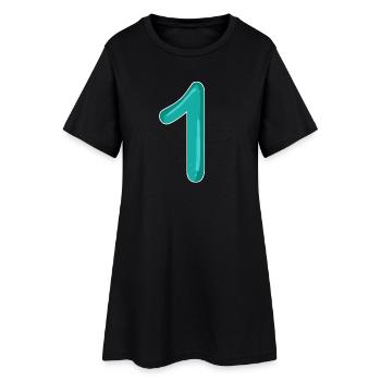 Zahl 1 - Frauen T-Shirt-Kleid - Schwarz - Vorne