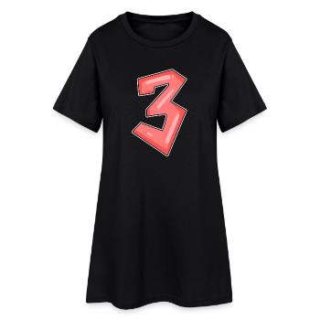Trois - 3 - Numéro 3 - Numéro 3 - Robe T-shirt Femme - noir - Devant