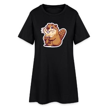 Mème de castor - Robe T-shirt Femme - noir - Devant